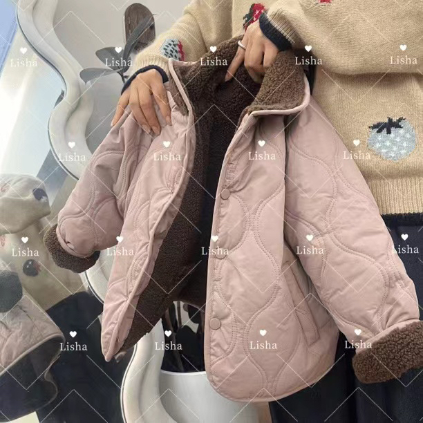 两面穿棉服～女童加棉加厚冬季时尚百搭保暖洋气翻领休闲外套