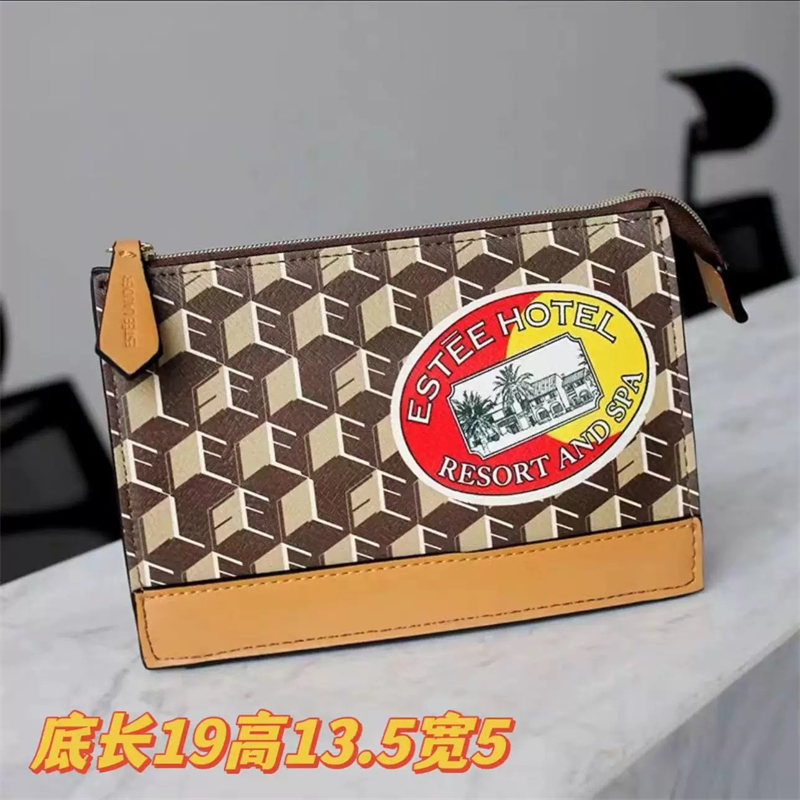 【1个装】19*13*5.5cm棕色老花印花化妆包狗牙包收纳整理赠品包