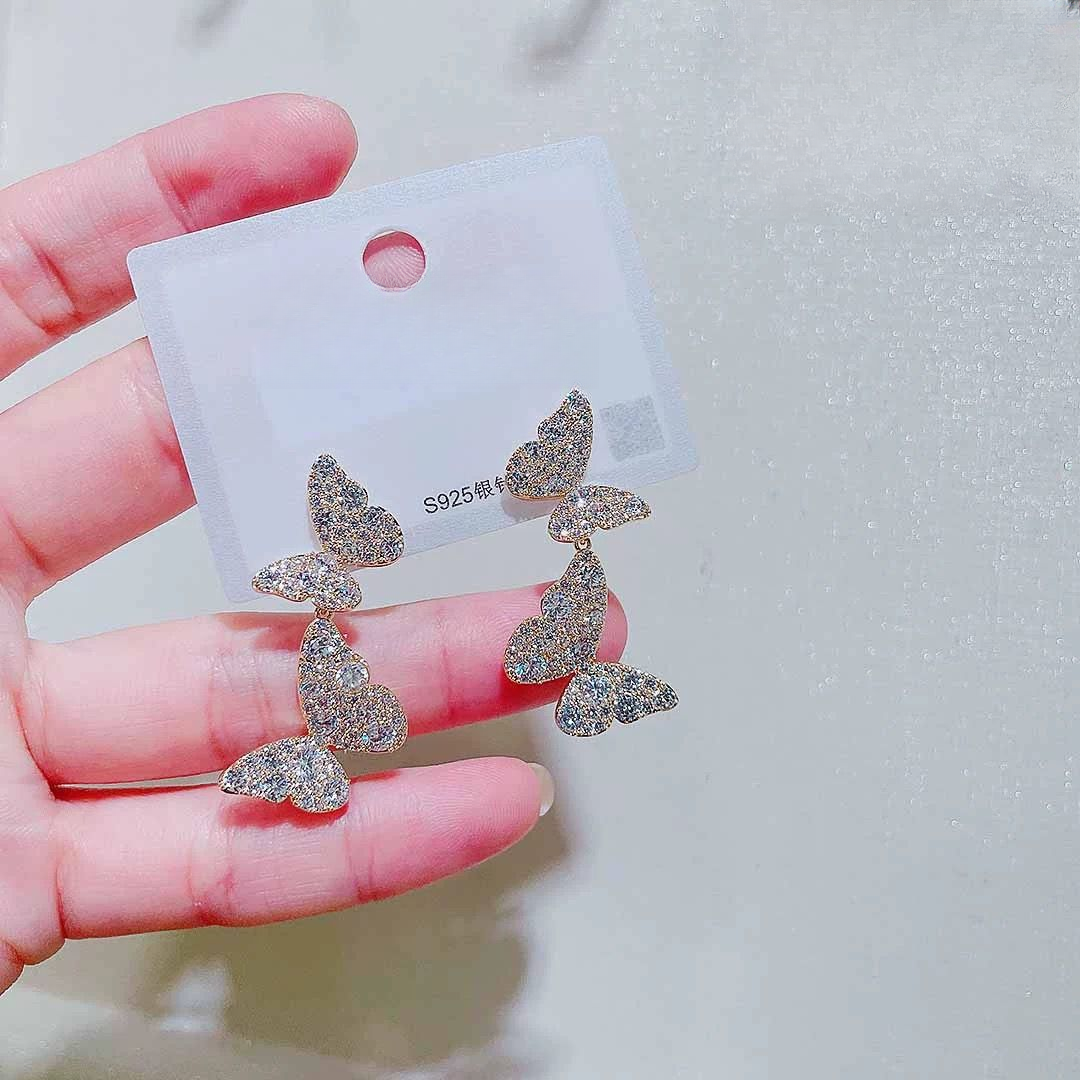 铜合金合成锆石耳饰 气质轻奢时尚百搭经典超仙LY0569