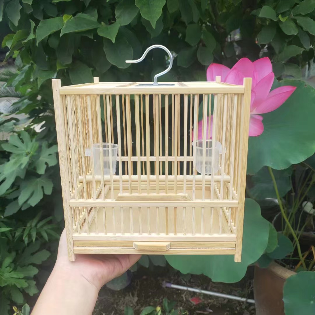 粗丝竹制小鸟笼，柳莺蝈蝈可以用，7毫米丝距