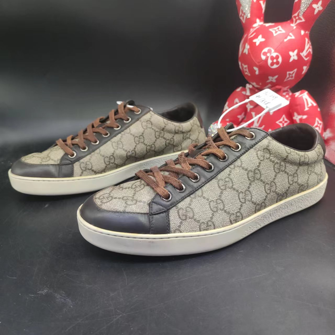 【ao特惠】GUCCI/古驰 经典棕色老花满印板鞋舒适百搭41欧正品保证