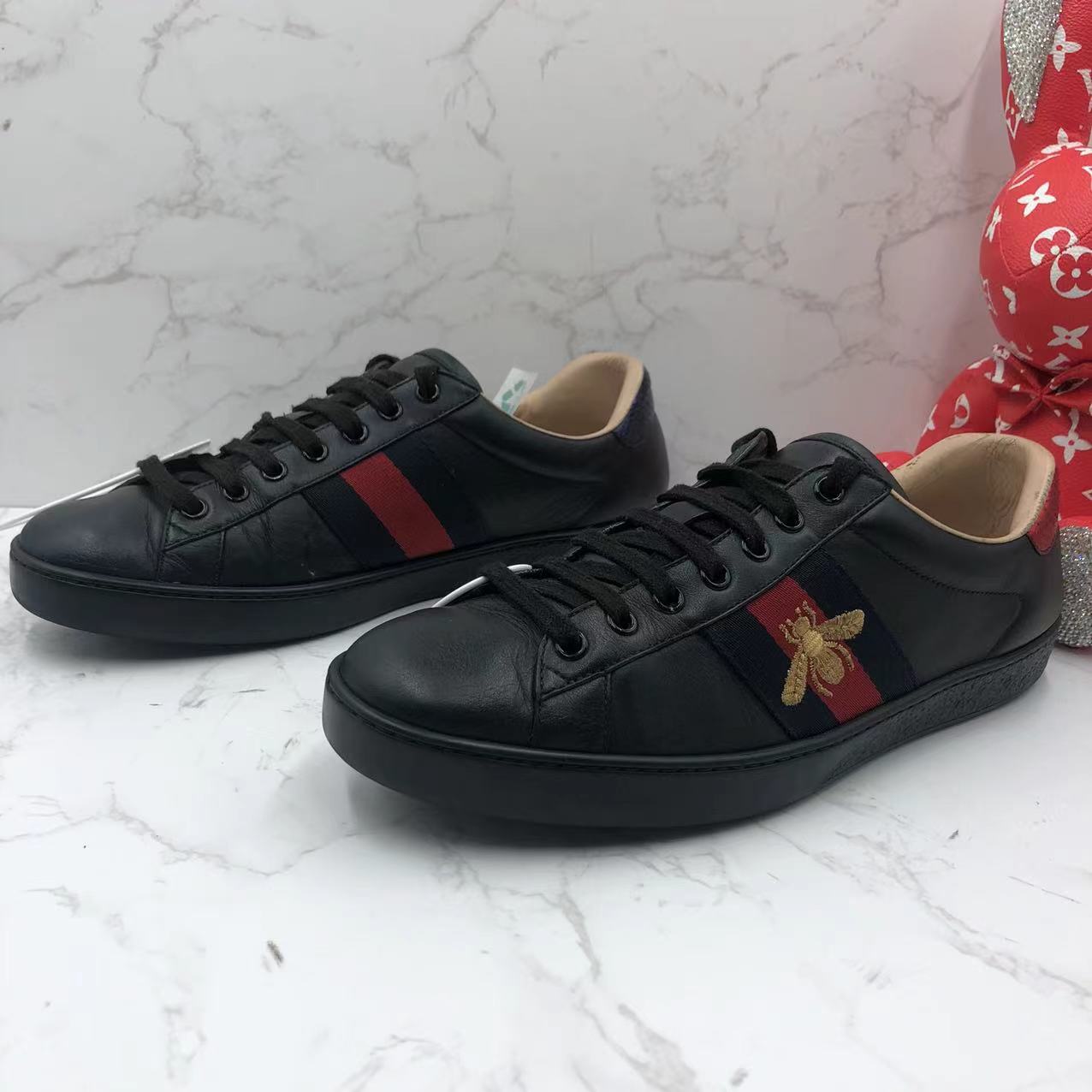 【二奢特惠】GUCCI/古驰二手男士黑色蜜蜂休闲时尚百搭低帮板鞋