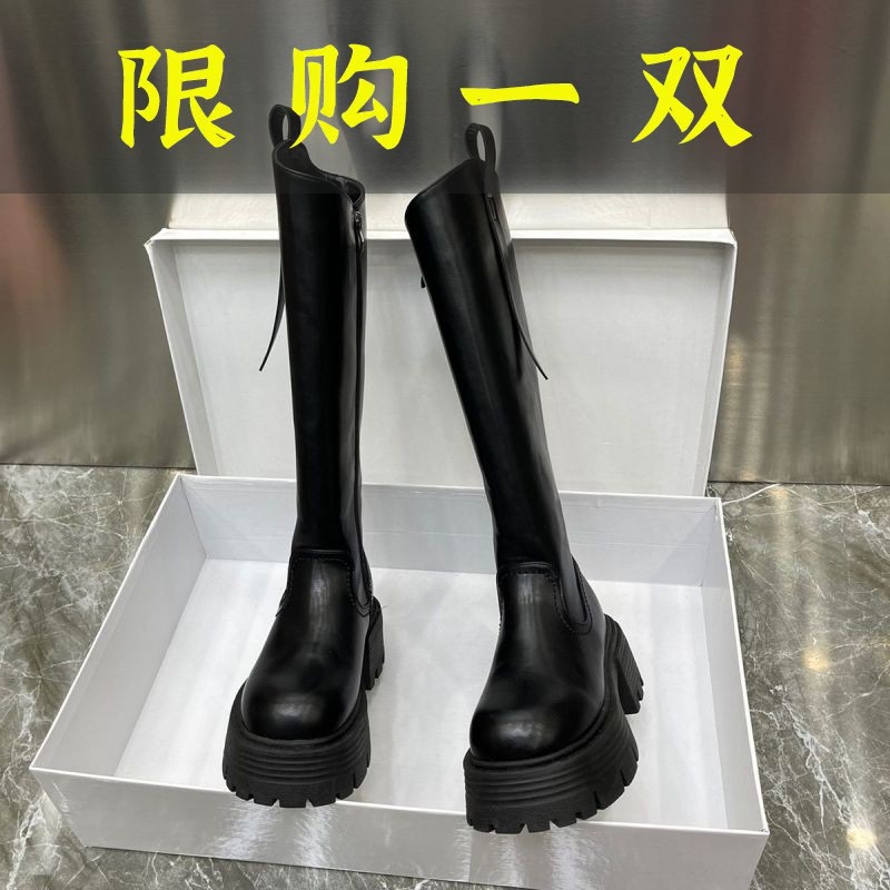 百丽纯爱增高厚底显瘦不过膝骑士高筒长靴2023欧货秋冬加绒不等