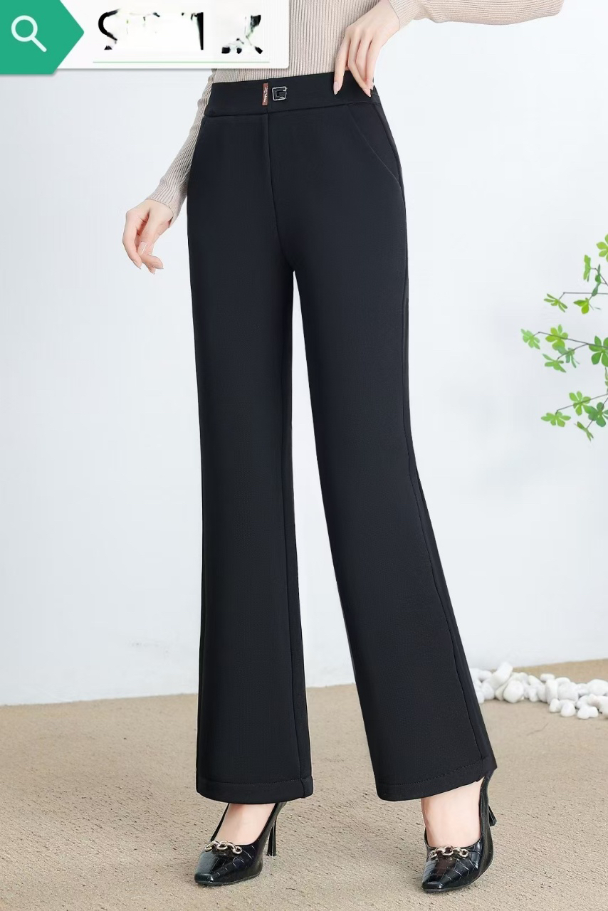 修身松紧腰微喇加绒加厚一体微喇裤显瘦显腿长