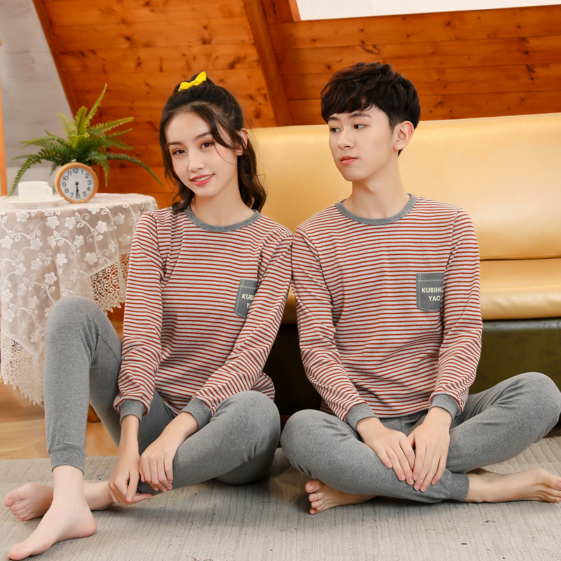 青少年秋衣秋裤套装纯棉棉毛衫中大童内衣学生线衣男女孩保暖秋冬