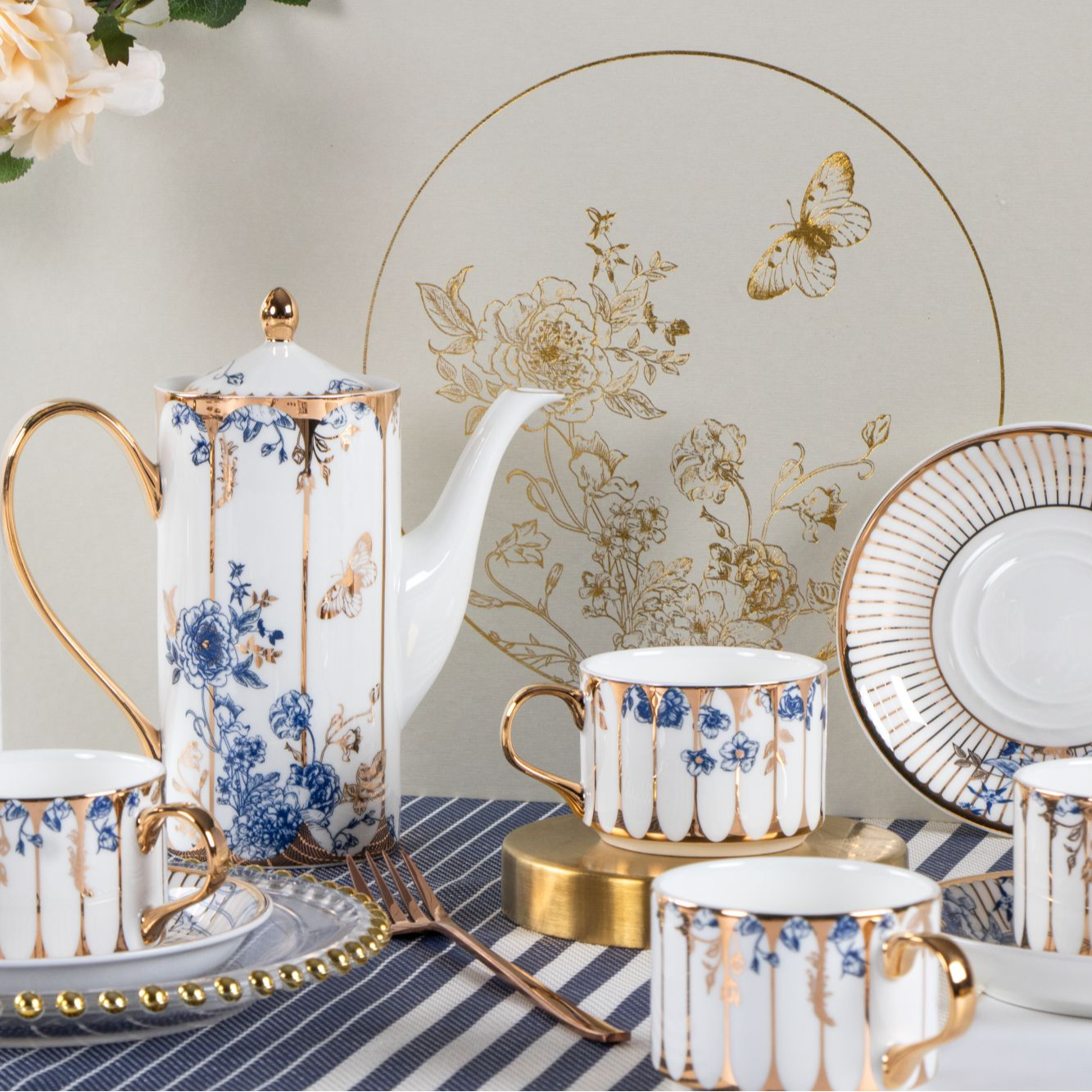 繁花咖啡具博玉骨质瓷餐具