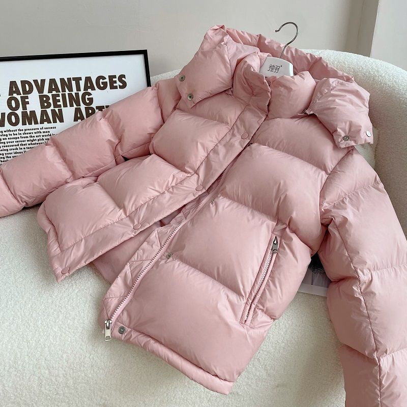95%白鸭绒羽绒服女2023年新款短款 宽松加厚饱满冬季外套小众设计