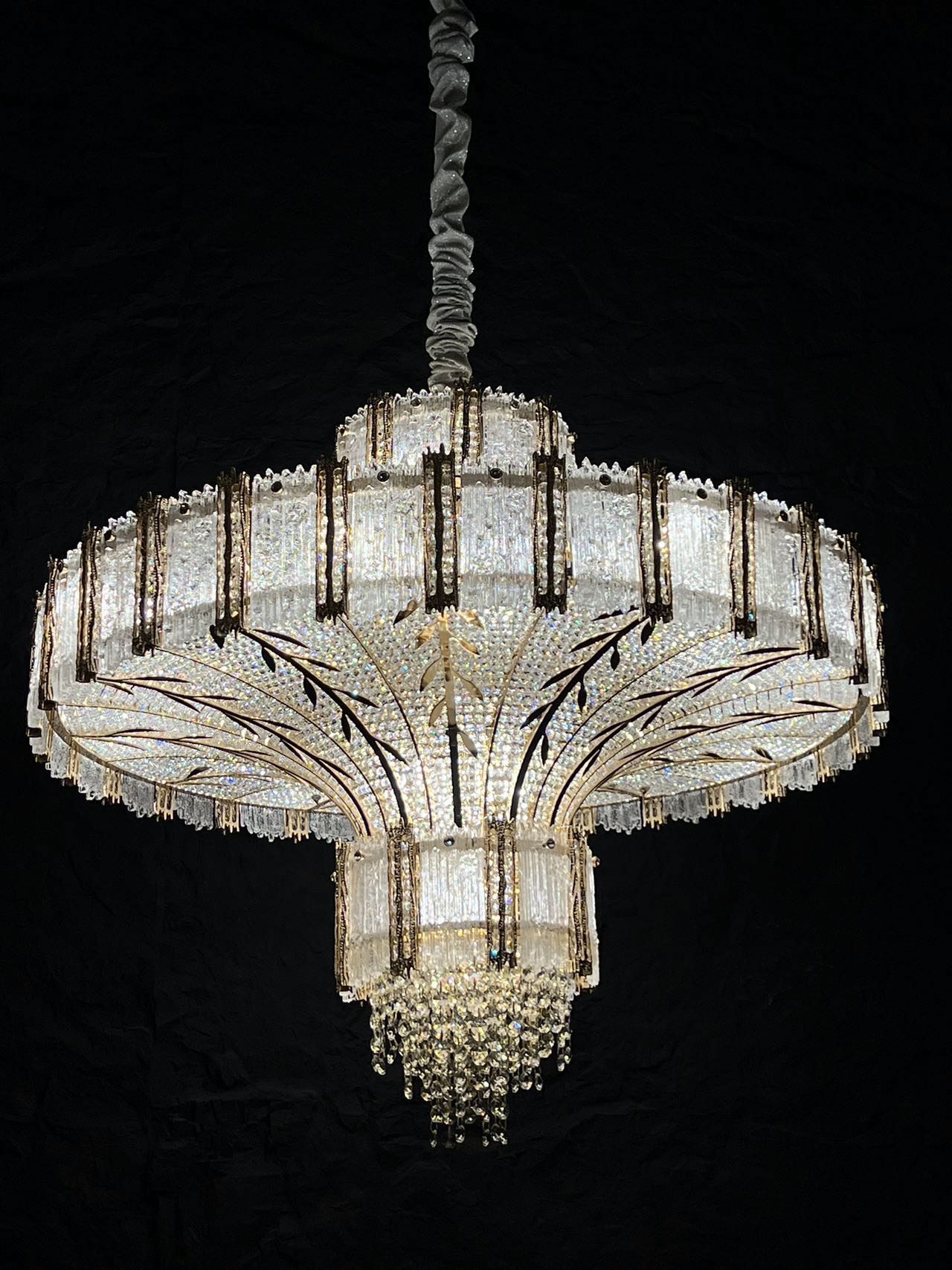 2025年新品枝繁叶茂造型法式水晶吊灯组合大气美式创意家用大厅