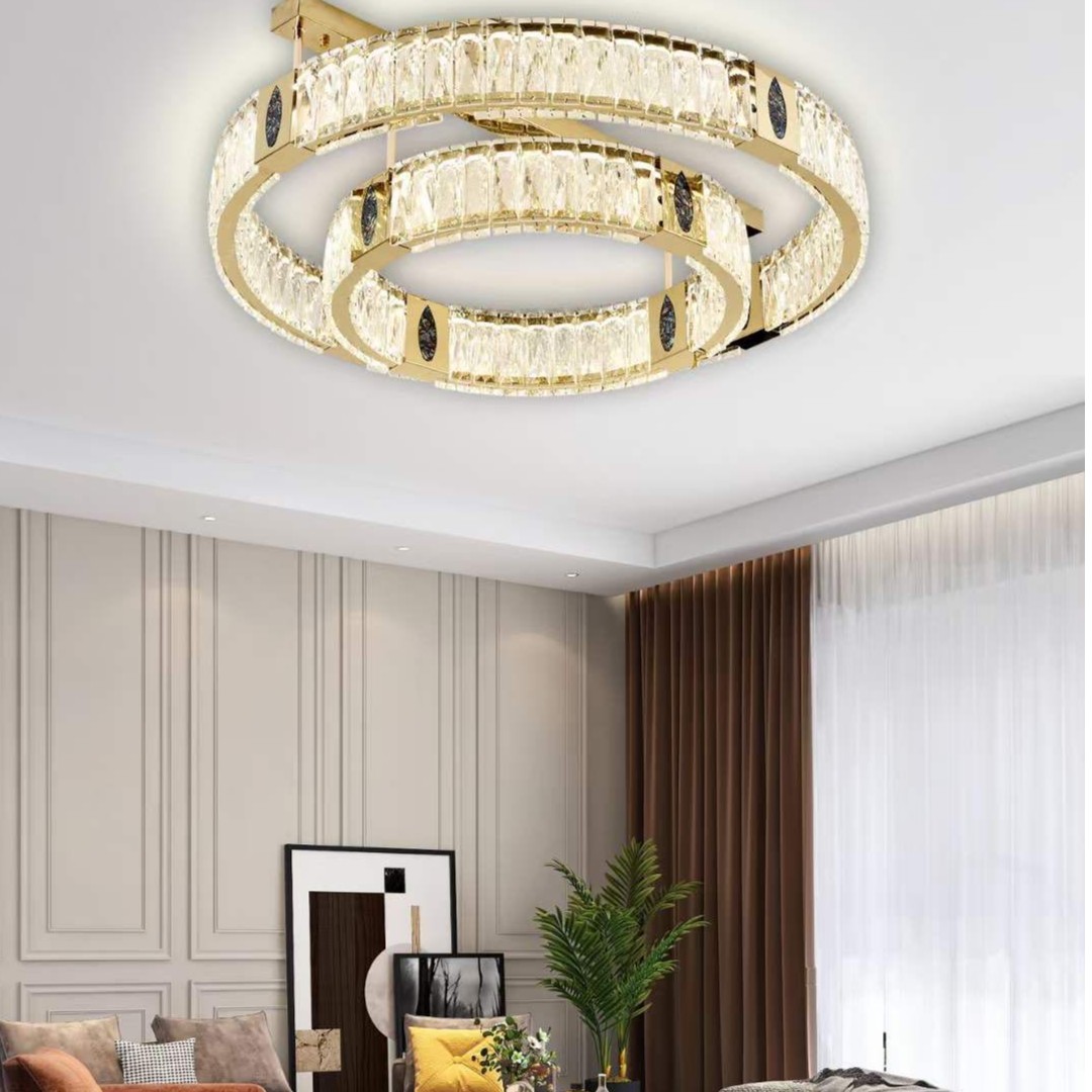 2025年新品现代简约轻奢水晶吊灯圈圈灯线条灯造型时尚款