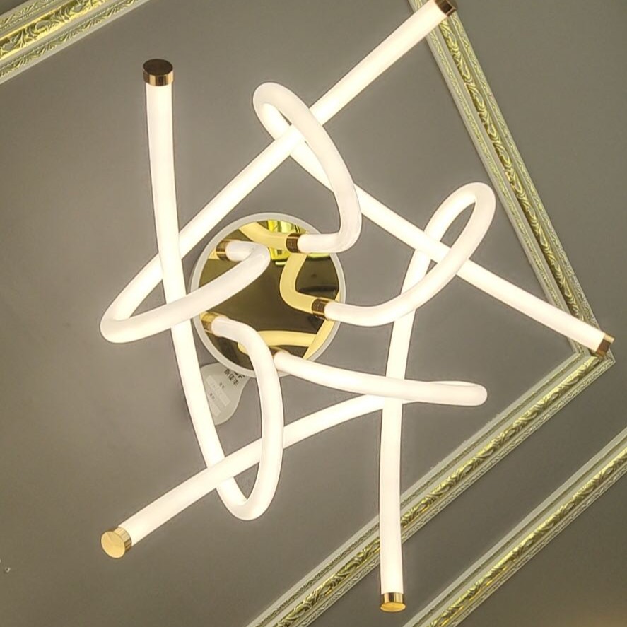 新款新材质360度通体发光硅胶造型线条卧室灯创意简约