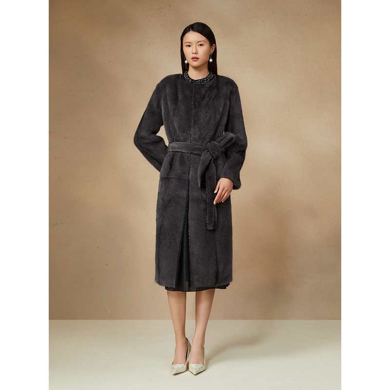 Song of Song歌中歌秋新款灰色奢华水貂毛皮草5C64309320