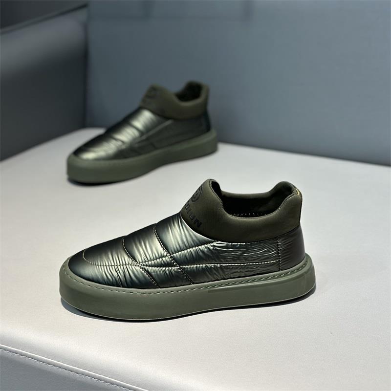 潮牌男鞋冬季新款高筒布面休闲软底舒适保暖加绒懒人一脚蹬网红鞋