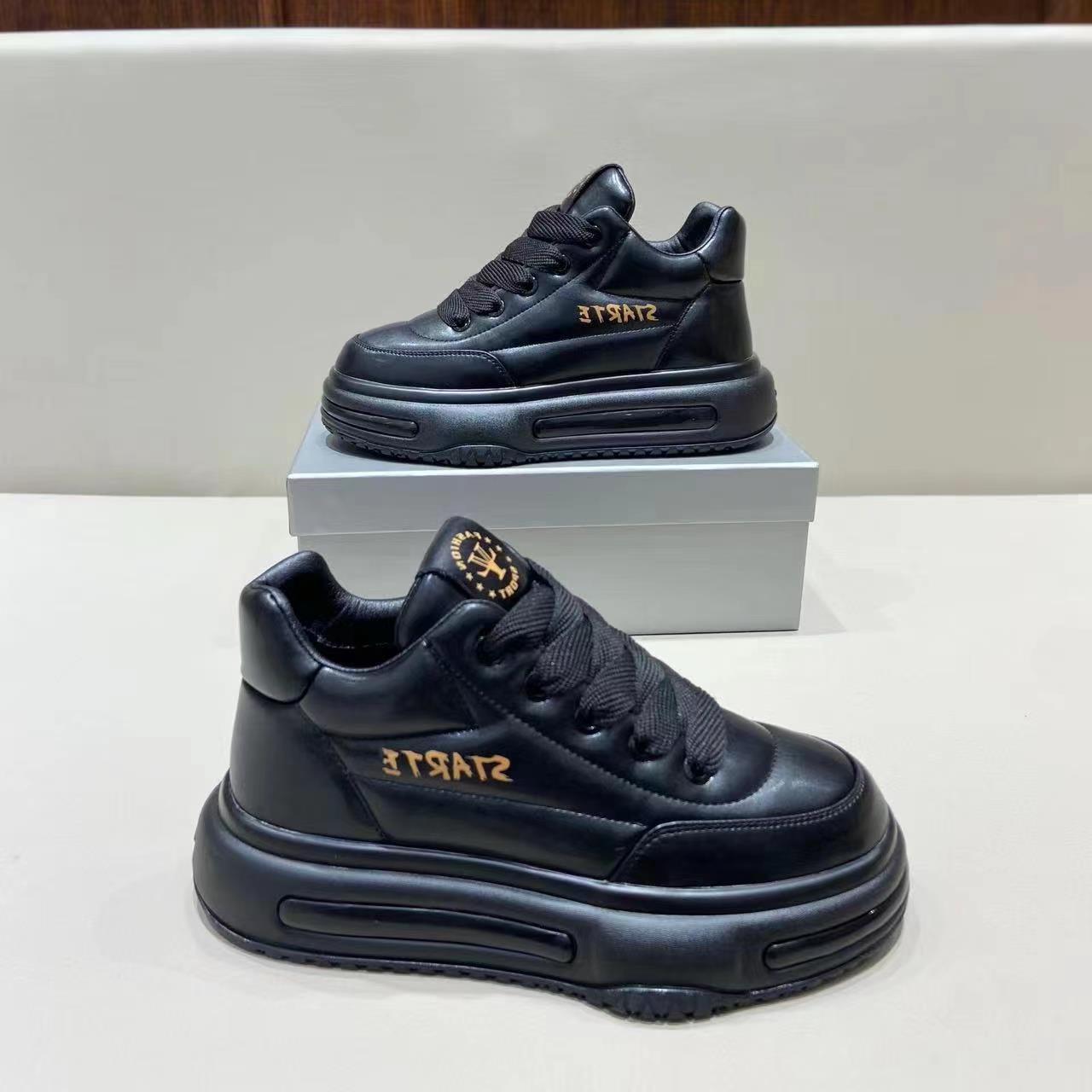 潮流时尚男鞋爆款气囊厚底冬季新款防水全黑色加绒保暖休闲单棉鞋