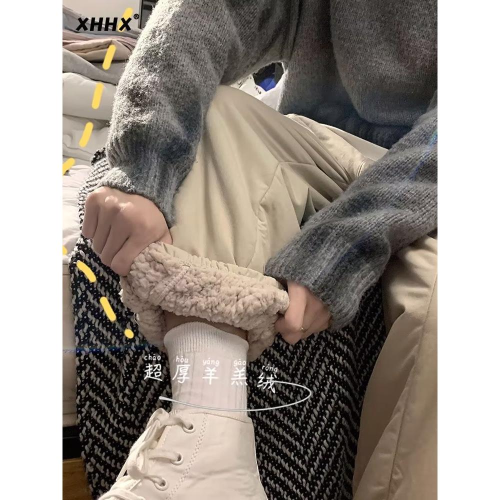 东北零下20度加厚羊羔绒裤子男款军绿色束脚裤美式复古羊羔毛卫裤