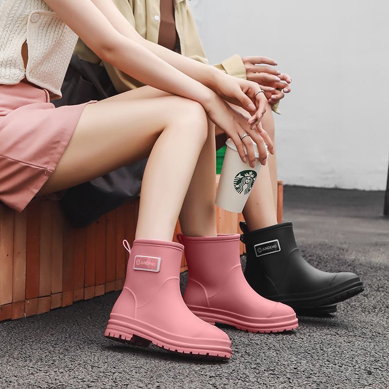 中筒雨鞋女保暖时尚韩版百搭公主水鞋校园成人雨靴女士防滑软胶鞋