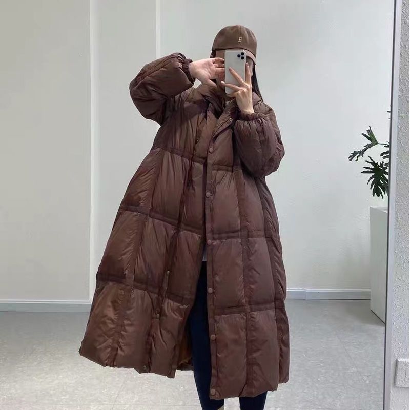 波司登江南布衣冬季白鸭绒羽绒服女韩版长款过膝连帽宽松大码加厚