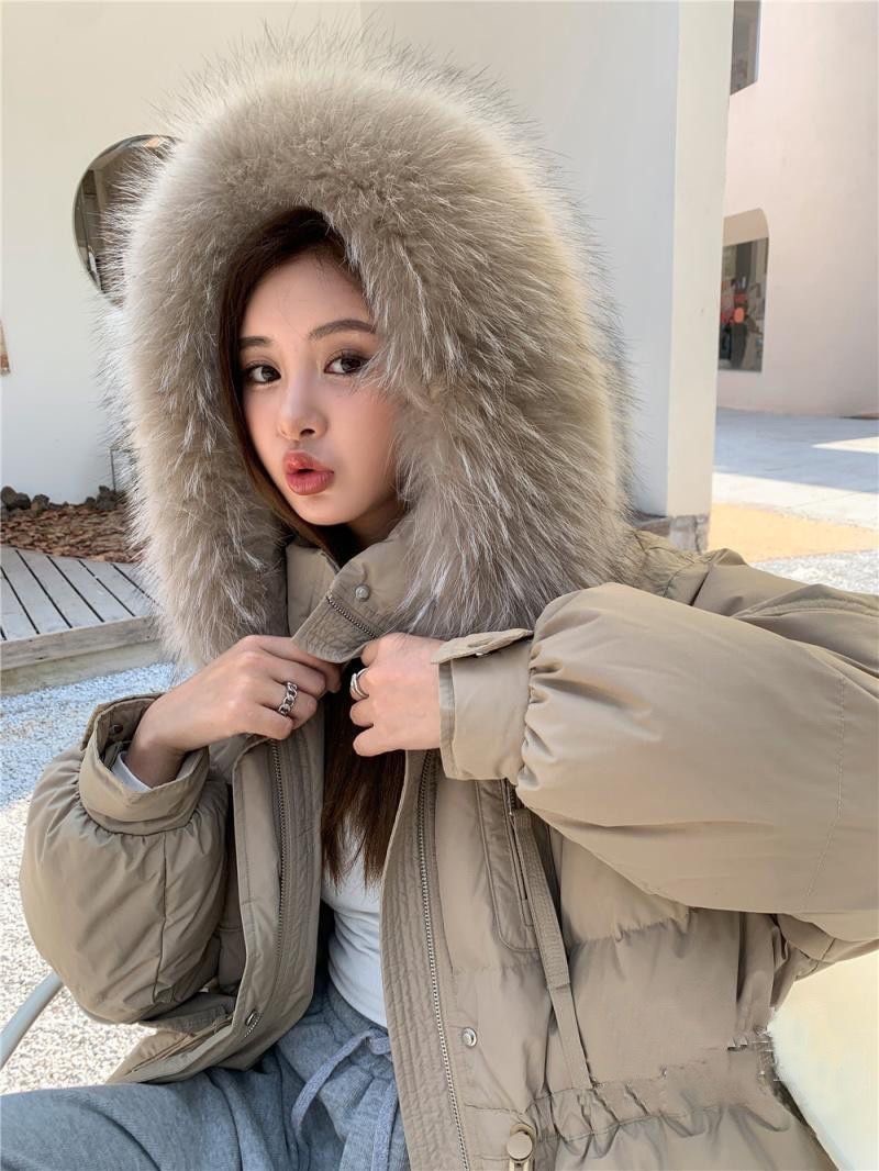 波司登2023新款羽绒服女中长款派克服大毛领爆款小个子宽松收腰工