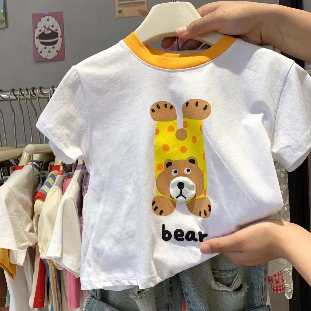 儿童纯棉可爱风彩色短袖