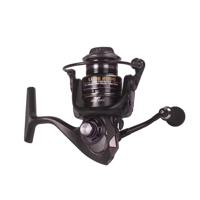 纯黑色全金属无间隙大斜口浅线杯防炸线远投纺车轮 