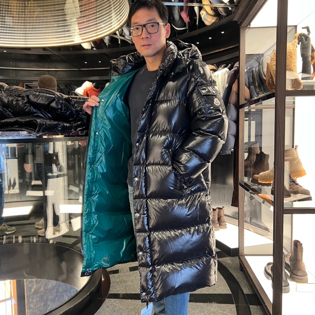 未使用 MONCLER 蒙口男士玛雅长款黑色经典羽绒服 hanoverion