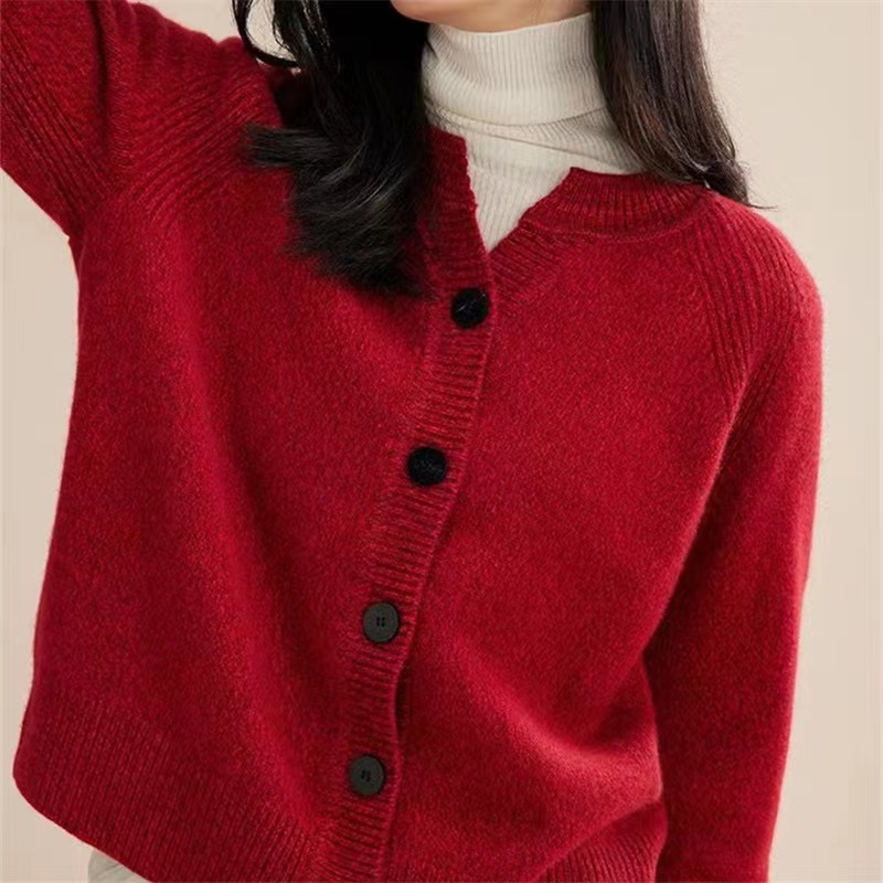 康赛妮花纱 小禾同款加厚纯羊绒开衫女