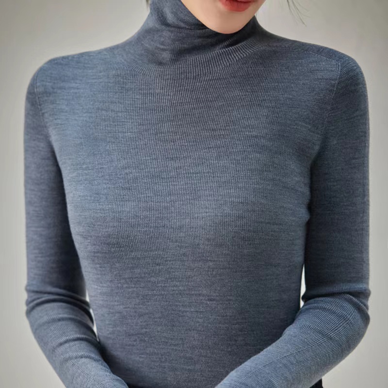 高领【扬子纱】精纺100%羊毛一线成衣羊毛衫女可机洗