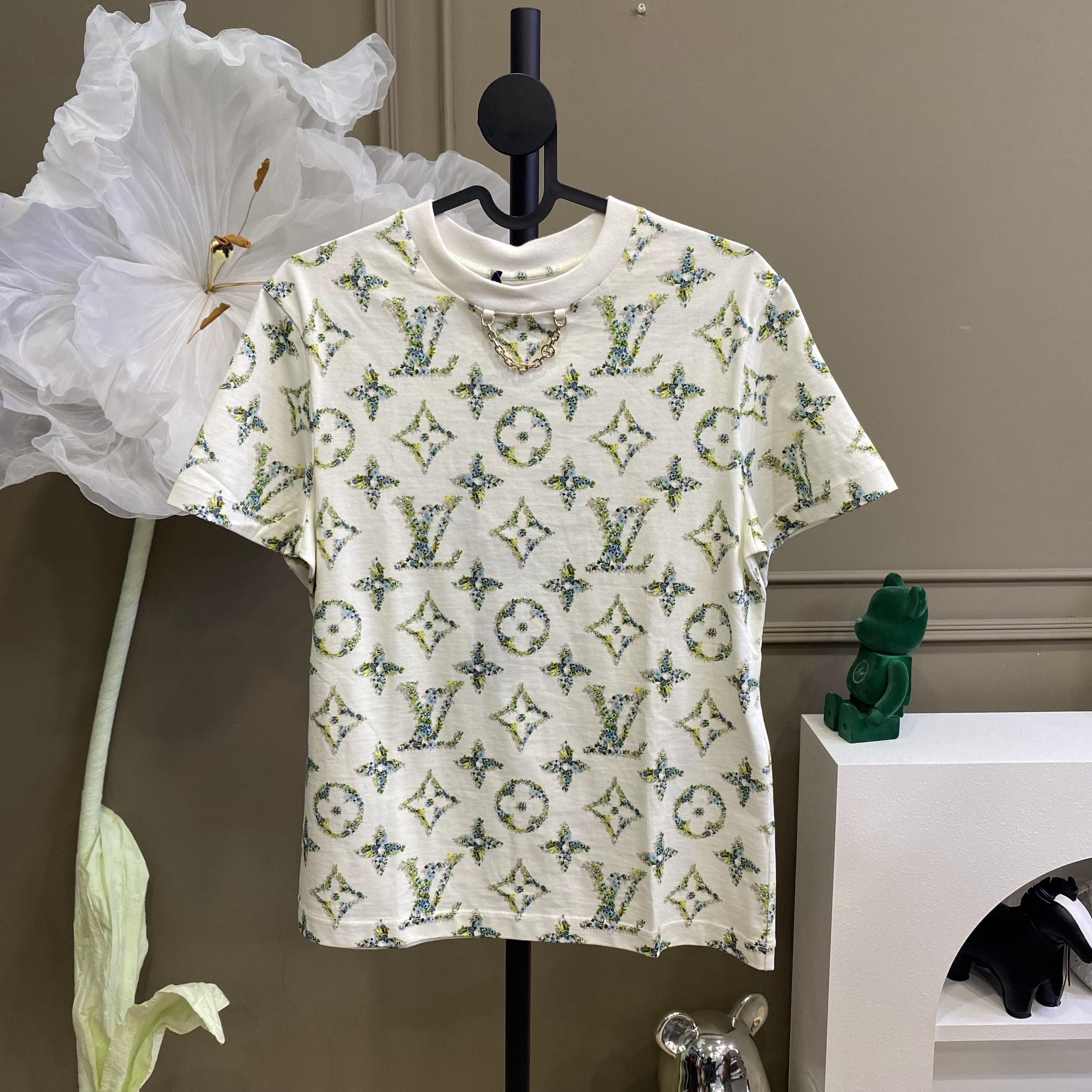 95新 LouisVuitton/路易威登 潮奢/lv/M码满印白色短袖/02190030