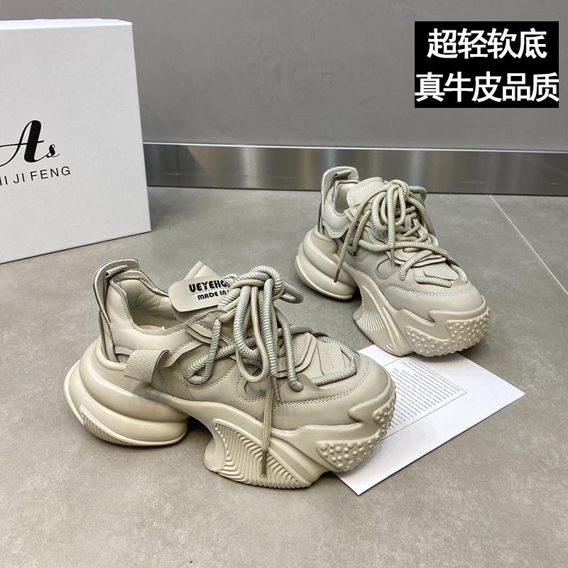 百丽纯爱爆款老爹鞋女款2023新款秋季女鞋松糕厚底增高休闲运动鞋