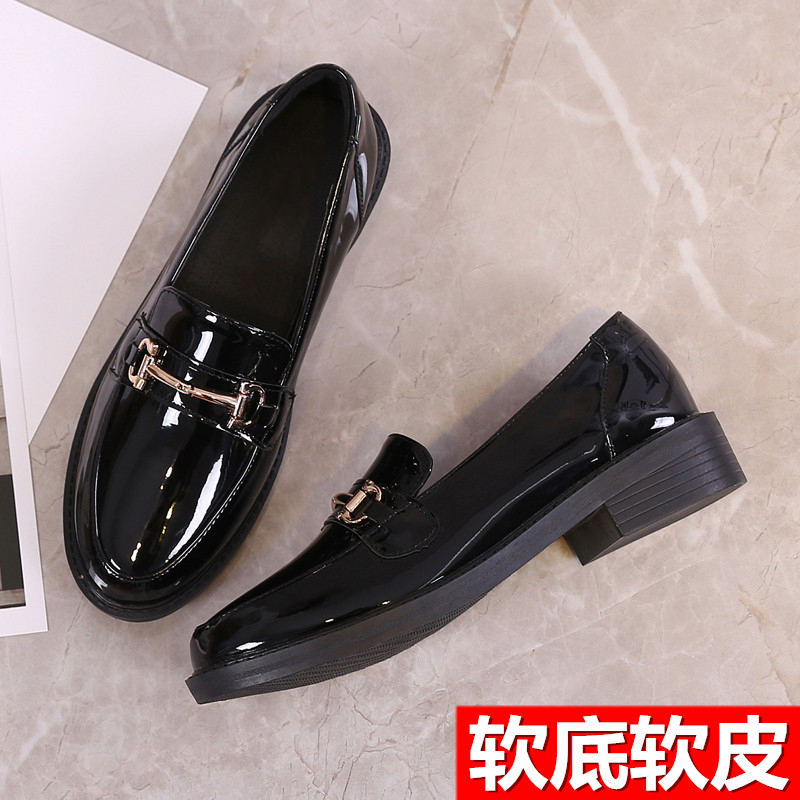百丽纯爱真皮单鞋女2023年新款一脚蹬平底乐福鞋英伦风小皮鞋春款