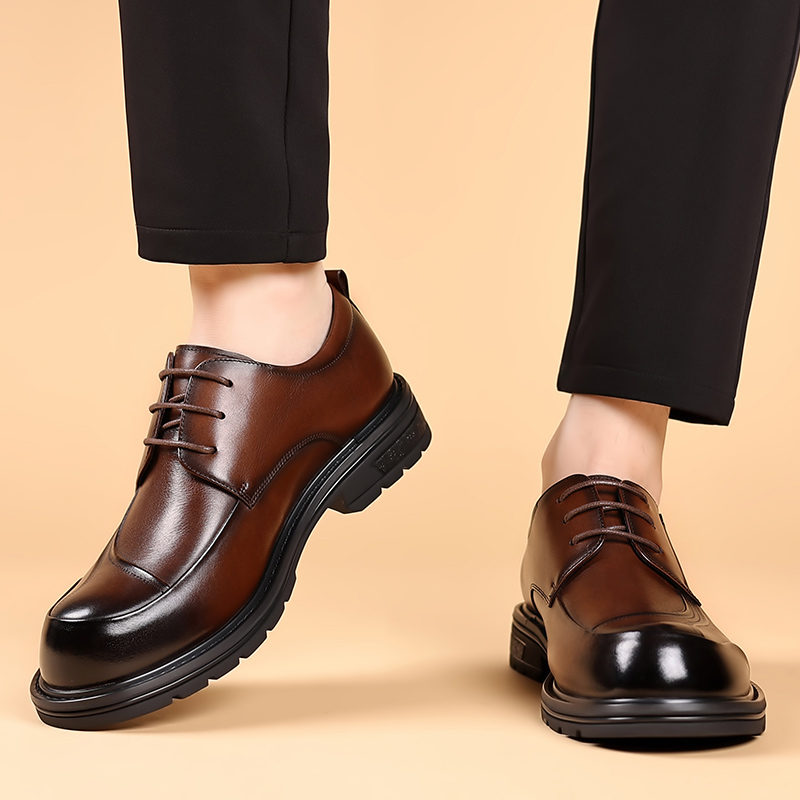 【W.TALL轻奢大码】Q-大码男装加宽脚背加高透气软底商务休闲皮鞋