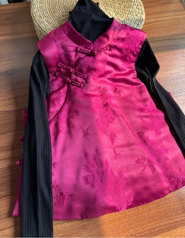 薄传统植物棉花冬保暖棉马甲修身马夹女冬装上衣提花棉背心C288