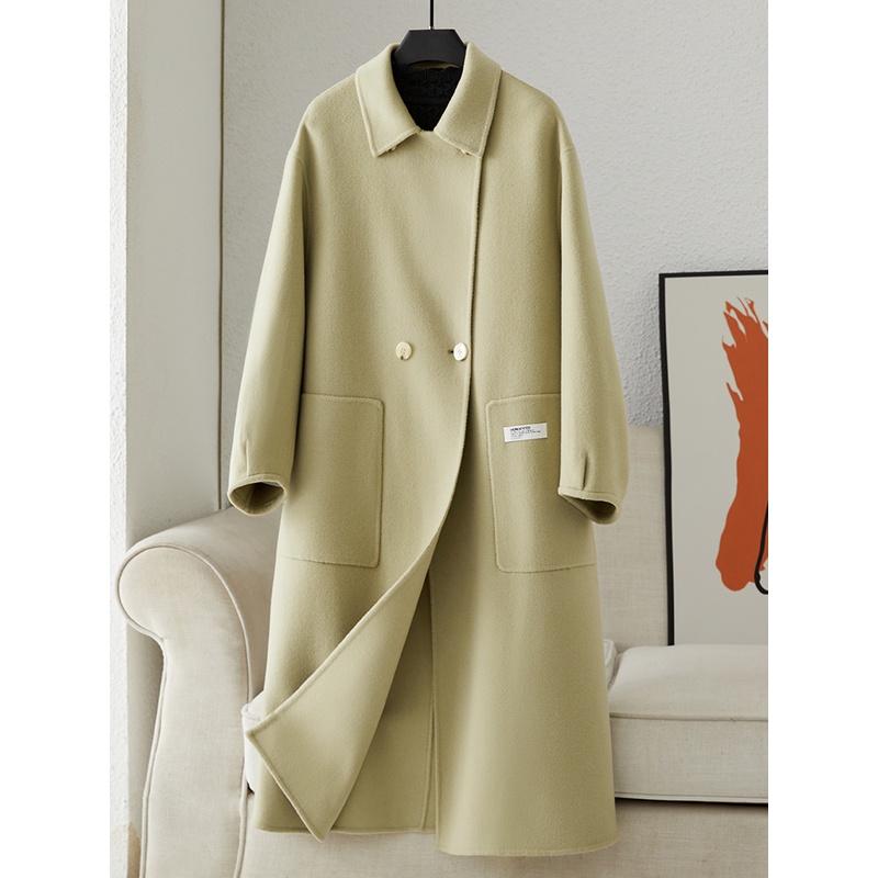 羊毛中长款双面羊毛女2023年秋冬新款赫本风高端100羊毛