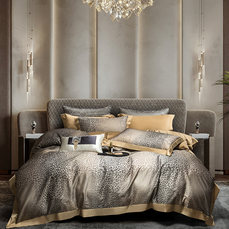 榻尚气质豹纹天丝棉数码印花四件套