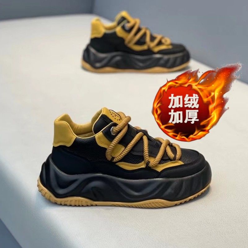 潮流男鞋2023秋冬季新款加绒保暖舒适厚底百搭运动休闲爆款老爹鞋