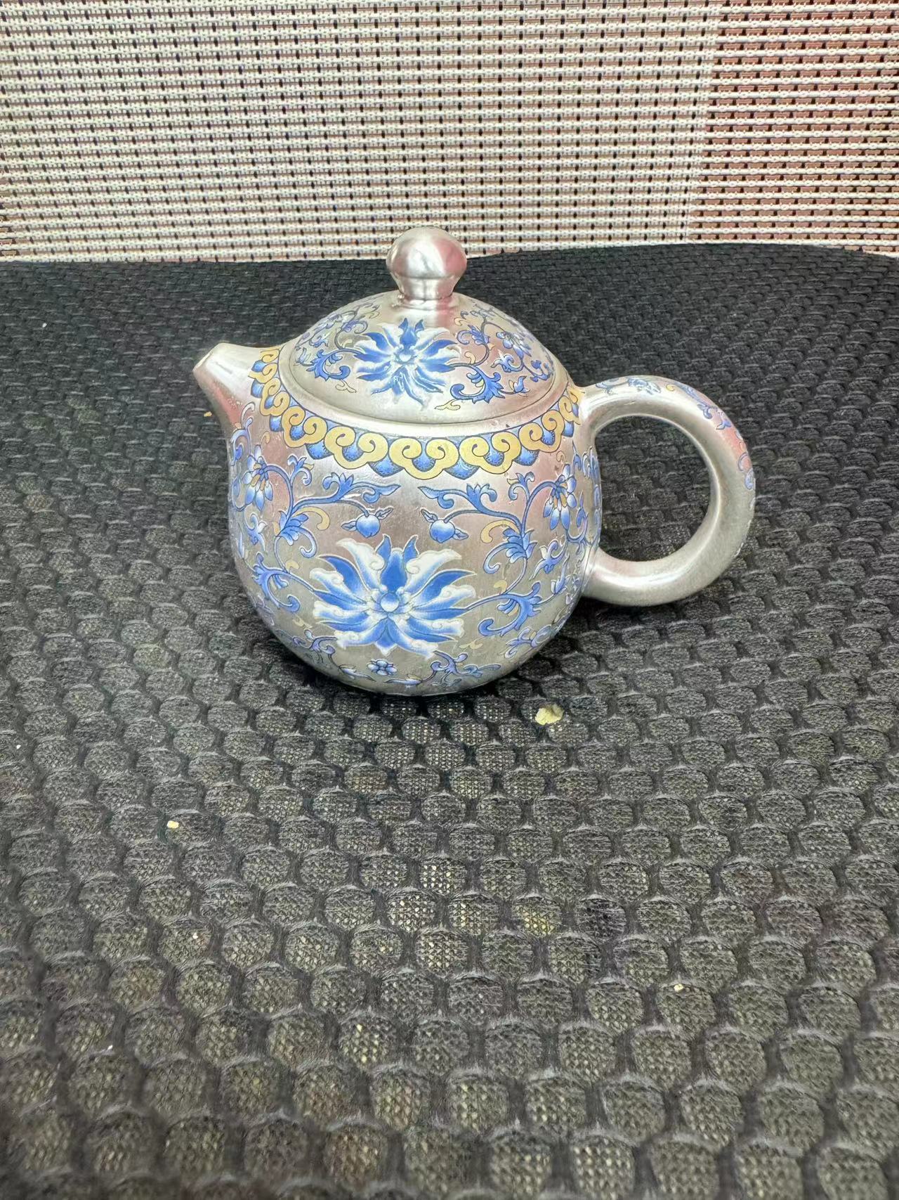 裕彩堂缠枝莲银上作画龙蛋银壶2509