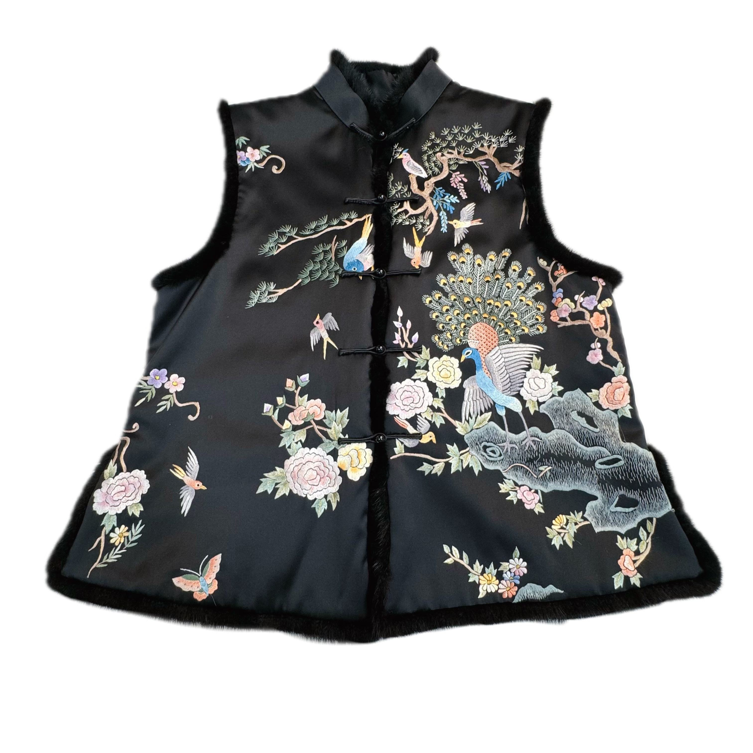 【阅聆 · 富贵双栖】真丝 手工苏绣 重工 国风加棉马夹