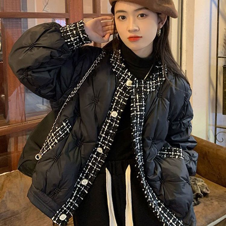 韩版设计感小众拼接羽绒服女冬季新款小个子时髦气质羽绒服外套in