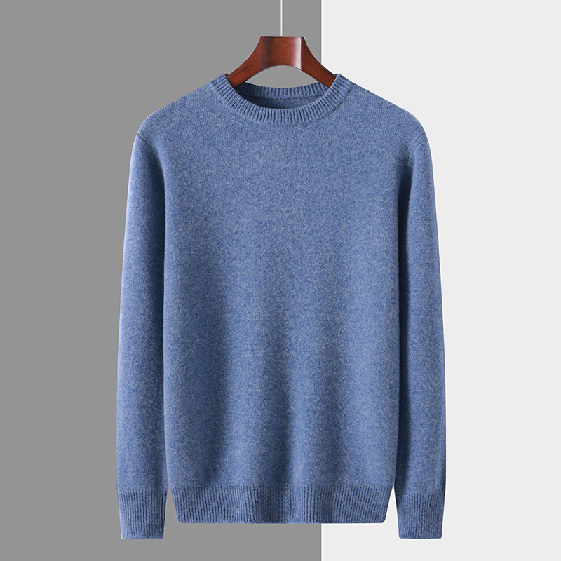 【加厚成人款】羊毛衫男士圆领纯羊毛时尚针织衫中青年羊毛毛衣