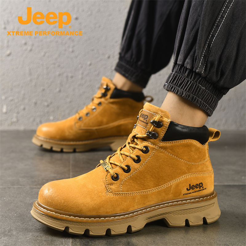 JEEP/吉普秋冬户外高帮马丁靴耐磨工装靴轻便防滑徒步沙漠登山鞋 