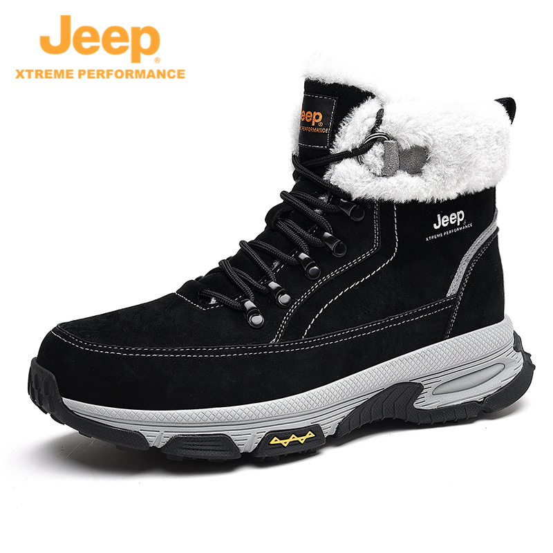 JEEP/吉普冬季户外休闲运动加绒保暖棉鞋高帮防滑耐磨徒步雪地靴 