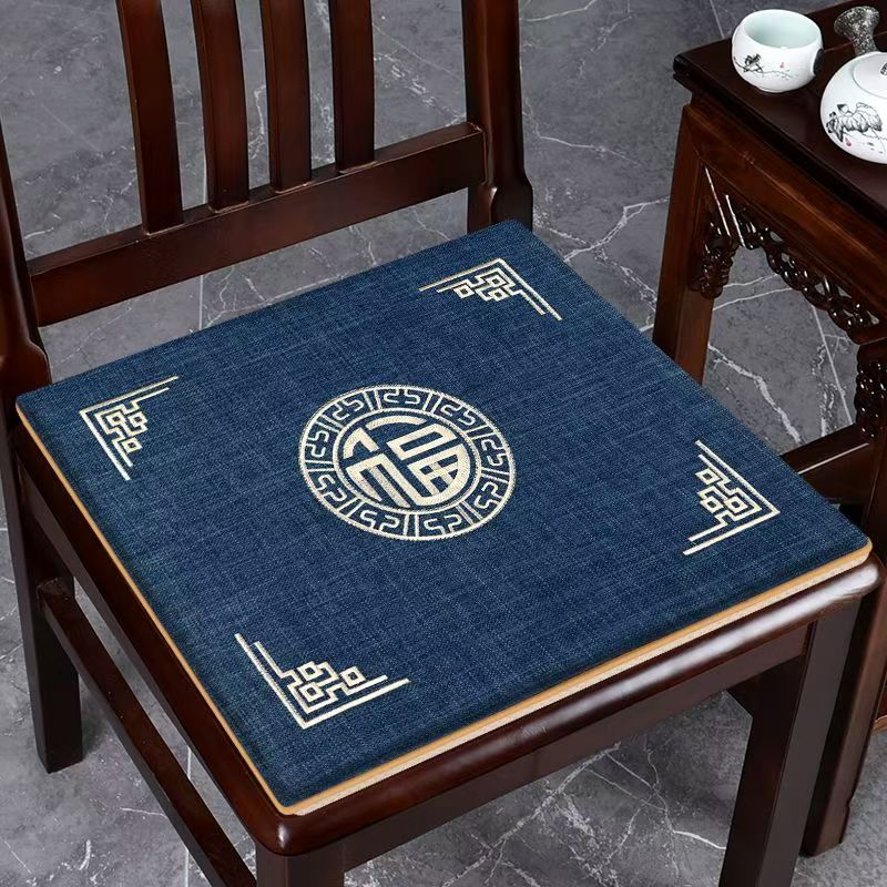 【新中式椅垫】棉麻刺绣防滑家用茶椅红木加厚座垫可拆夹棉桌椅椅子