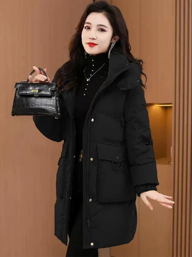 雅鹿2023新款羽绒羽绒服女中长款加厚宽松妈妈棉袄冬季显瘦洋气保