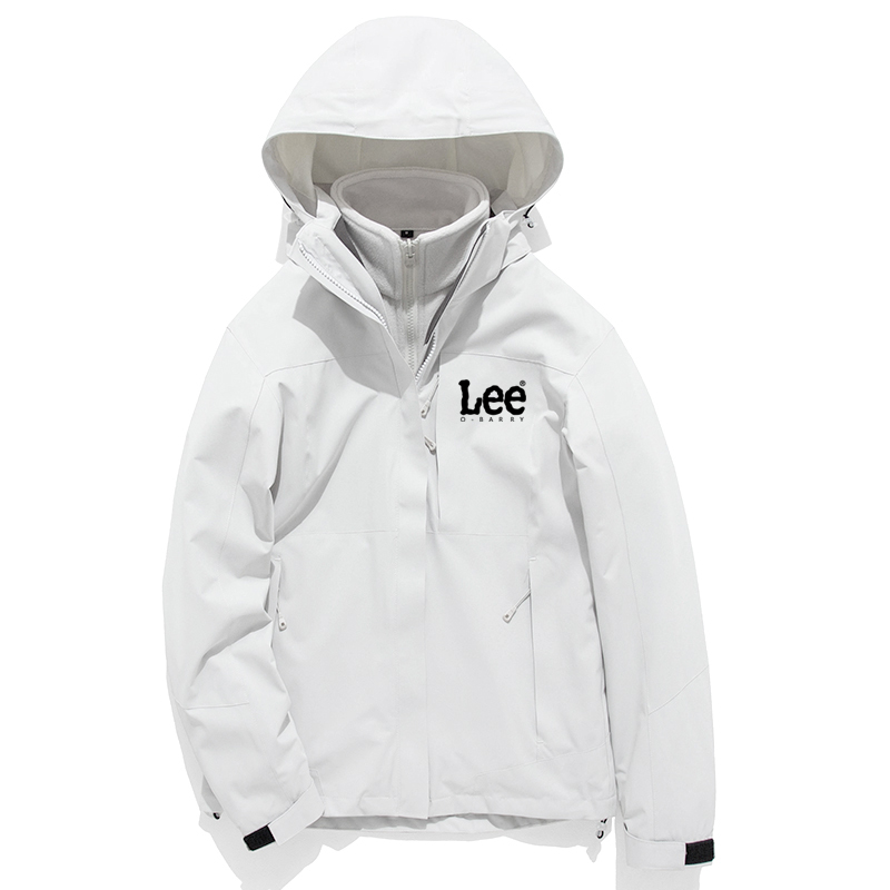 正品LEE O-BARRY新款冲锋衣女三合一外套男秋冬户外防水防风