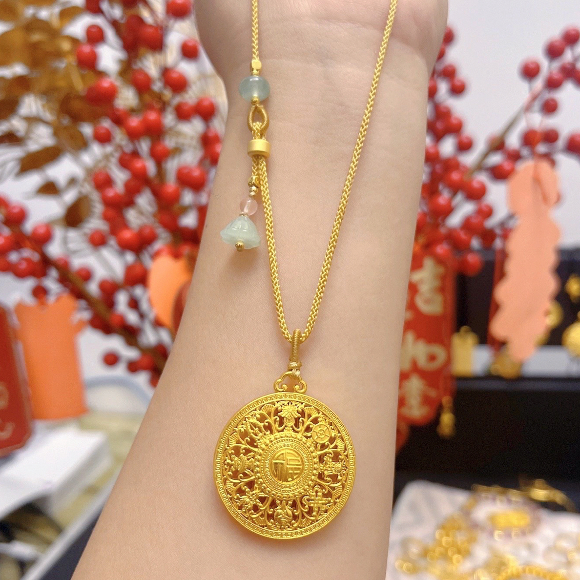 铜合金项链 精工时尚万福八宝招财纳福项链毛衣链