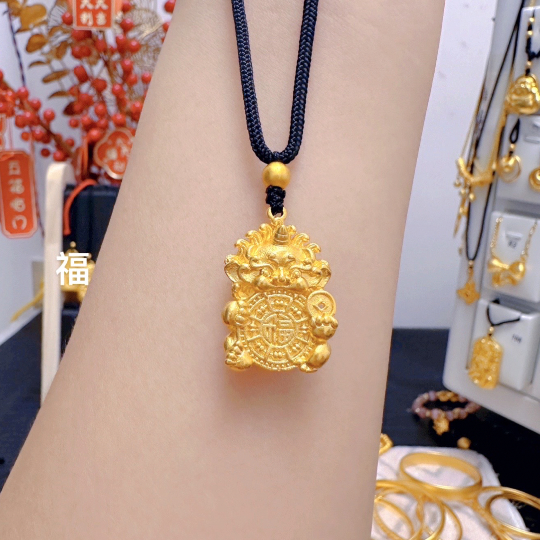 铜合金吊坠 精工招财狮国风时尚百搭款项坠