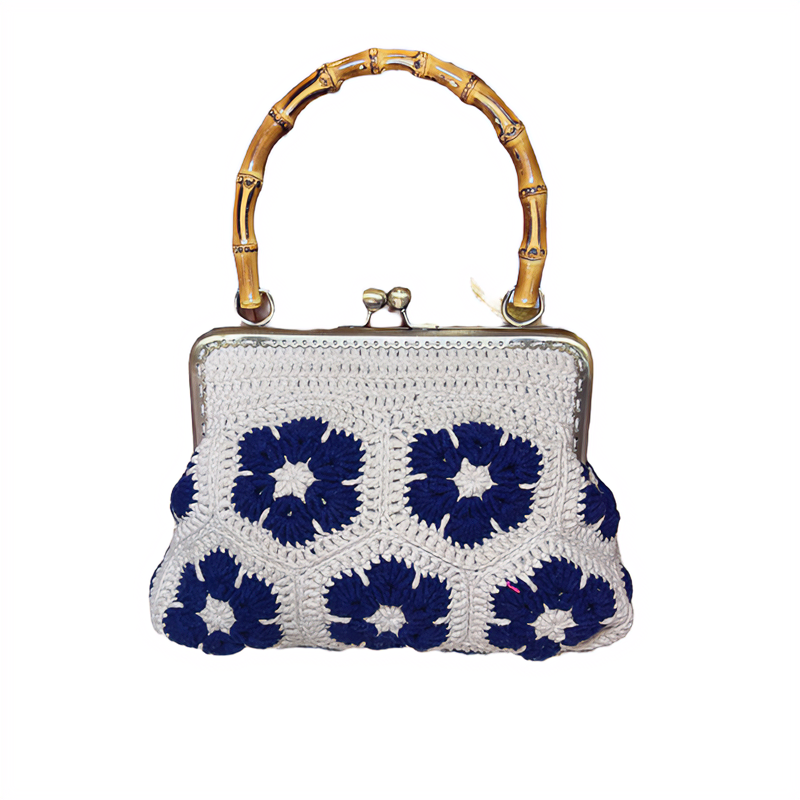 复古风文艺青花瓷口径手提包旗袍祖母包材料包成品包纯手工编织新