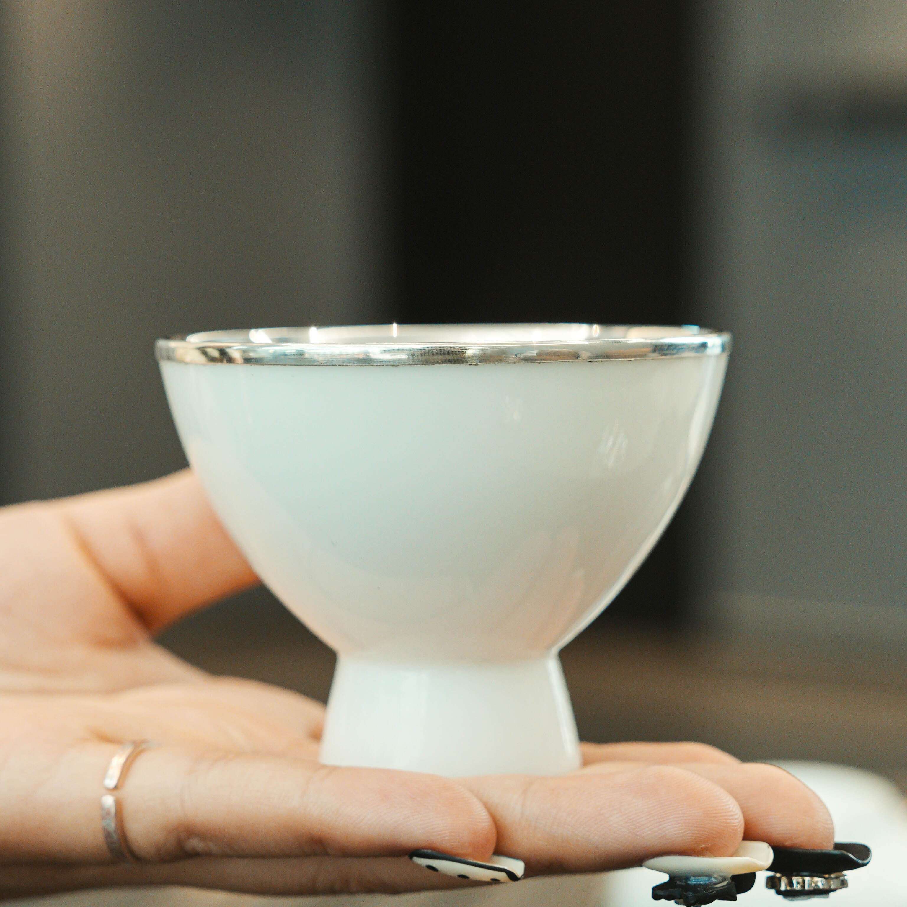 母炳林德化白瓷瓷包银手工家用中式纯白主人杯品茗杯
