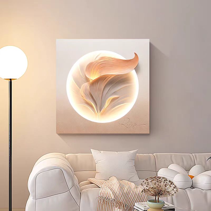 RELIFE/福雕家饰（马蹄莲）浮雕立体餐厅客厅玄关带灯装饰画