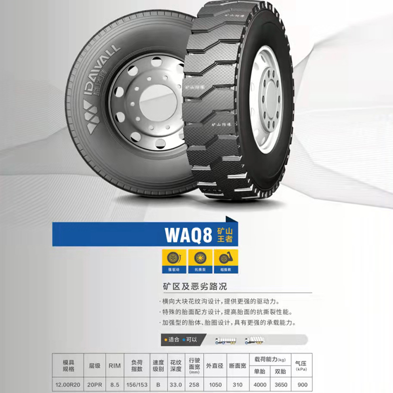益达维Q7Q8轮胎1200R20防爆加厚卡车货车矿山轮胎