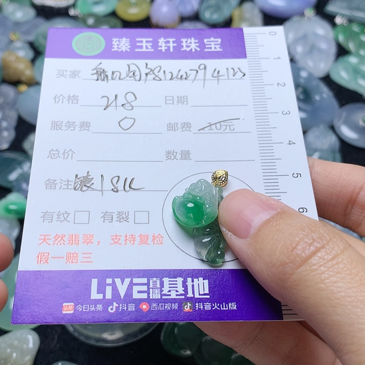 【闪购商品】翡翠颈饰18K金镶嵌手****3